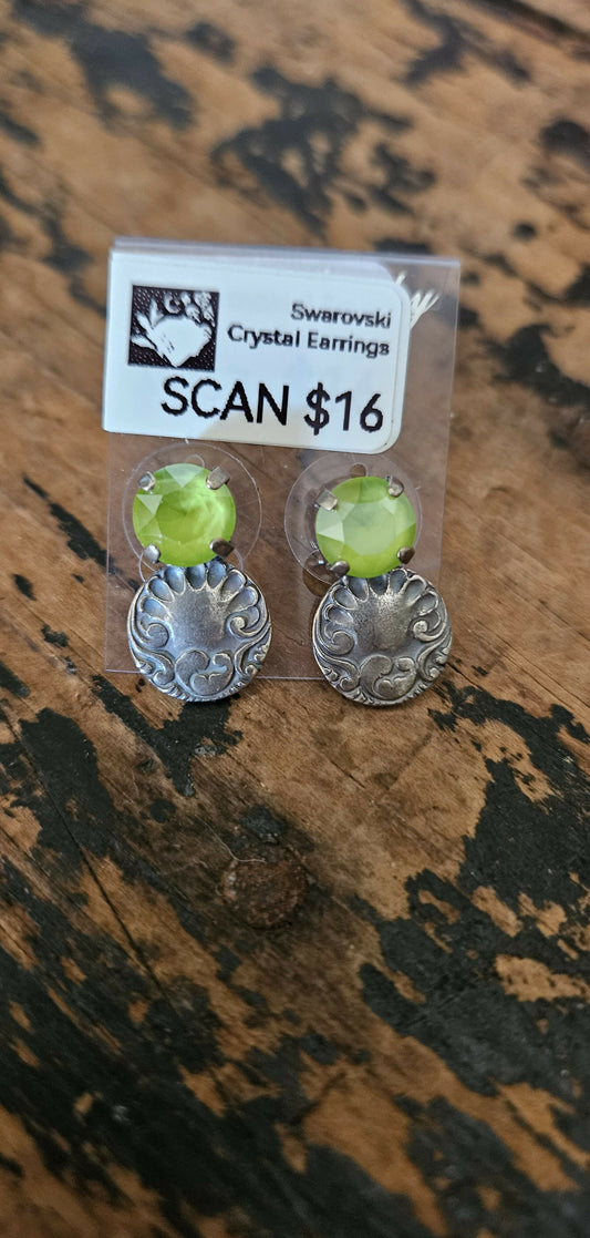 Anytime Crystals 8.5mm Lime Green Earrings