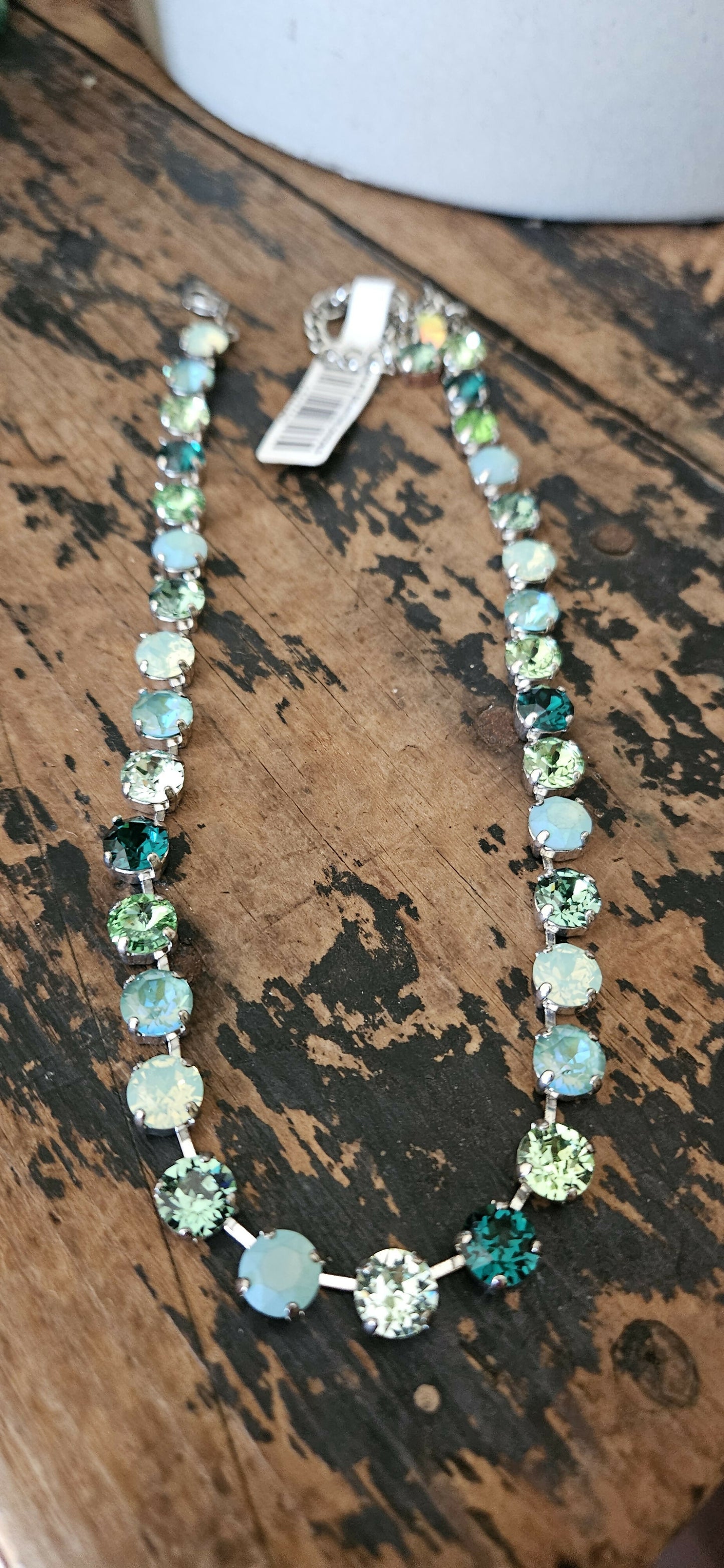 Anytime Crystals 8.5mm Shades of Greens Necklace