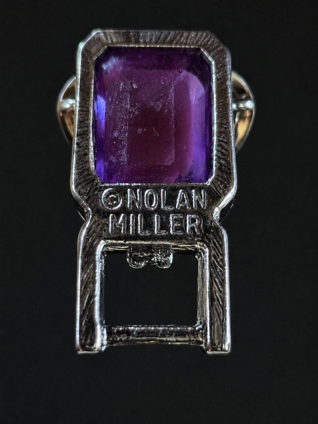 Vintage Nolan Miller Purple Crystal Bracelet Silver Tone Glamour Statement Jewelry