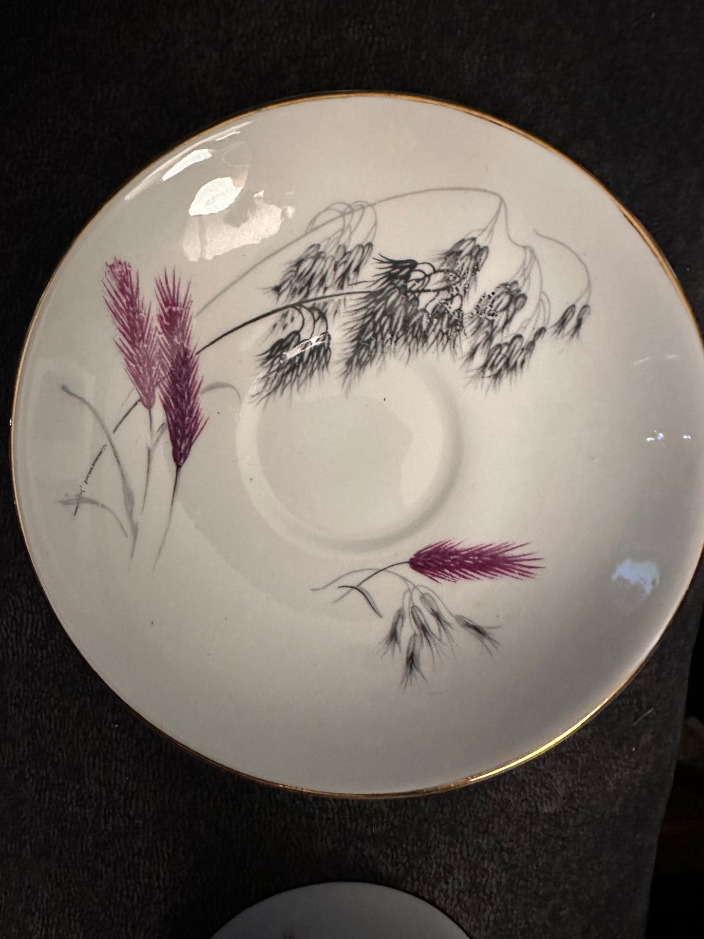Pink & Black Wheat Tea Cup & Saucer