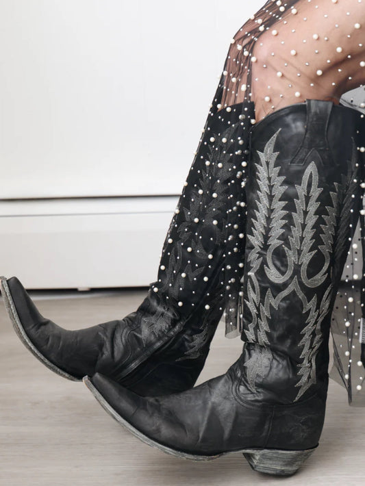 Black Mayra Biss Tall Cowboy Boots by Old Gringo