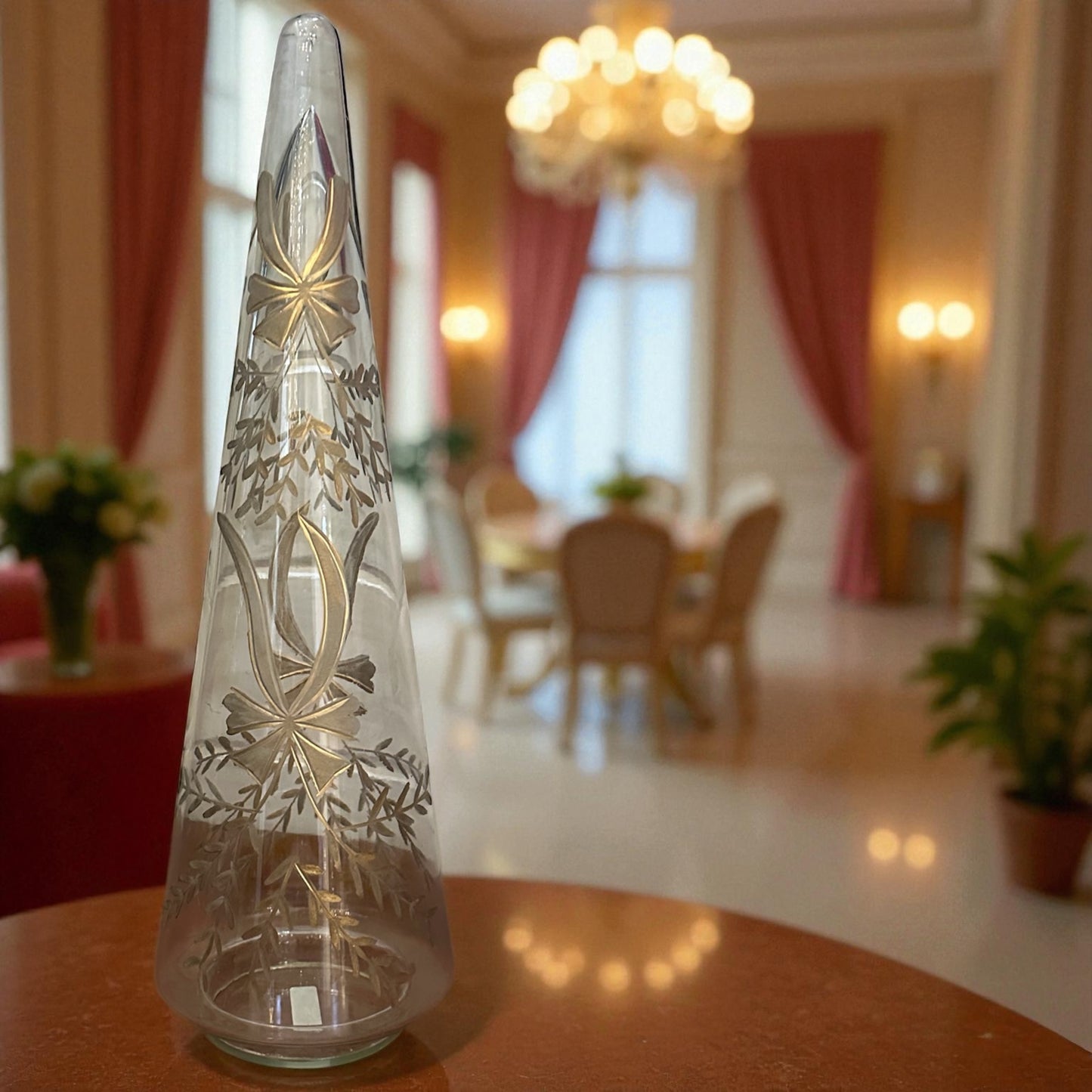 Glass Blown Tree w/ gold Trim