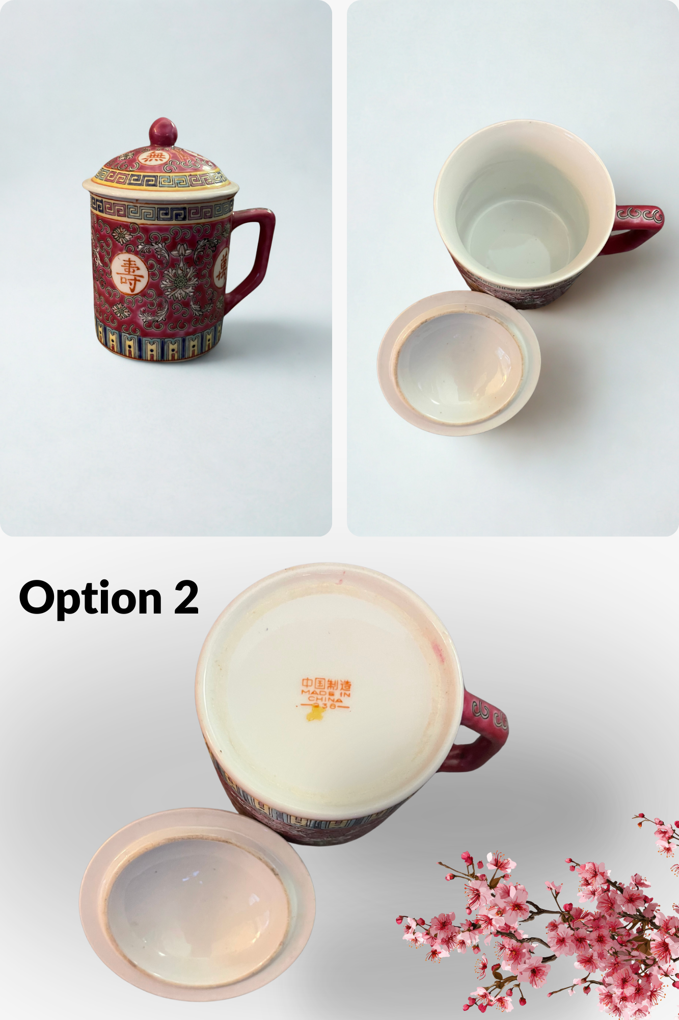 Vintage Chinese Jingdezhen Famille Rose Medallion Tea Lidded Mug