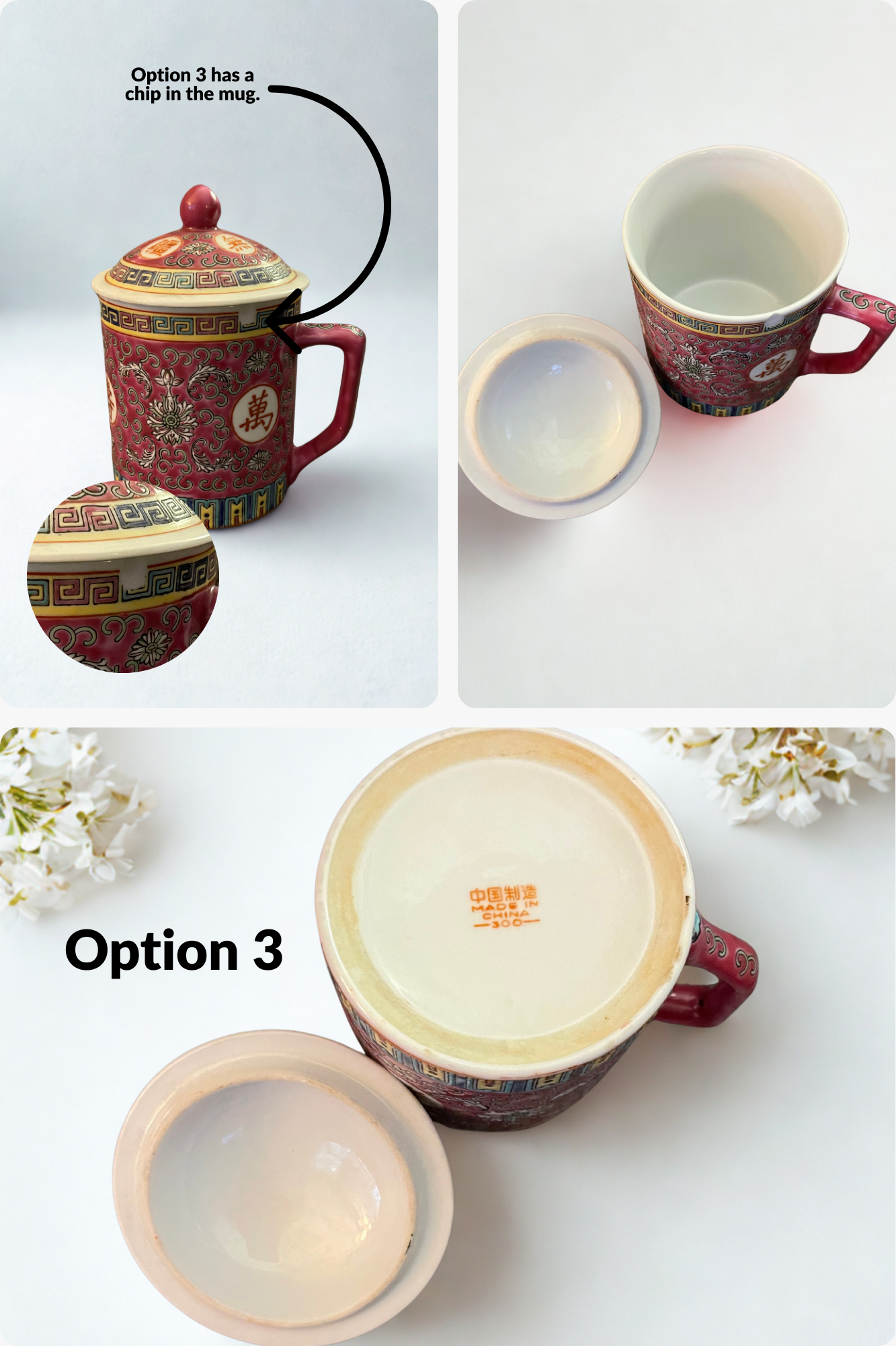 Vintage Chinese Jingdezhen Famille Rose Medallion Tea Lidded Mug