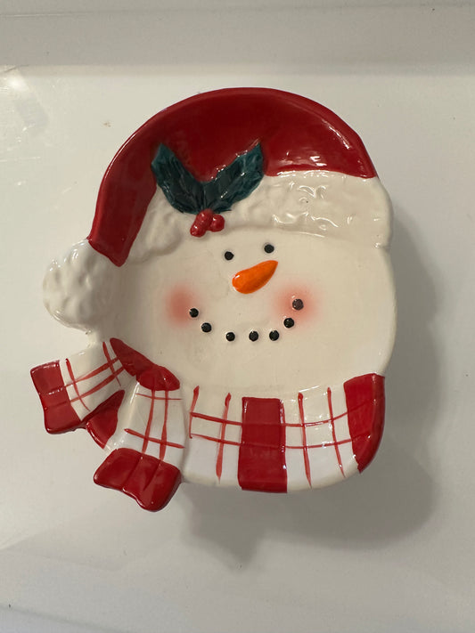 Ceramic Snowman Candy Dish