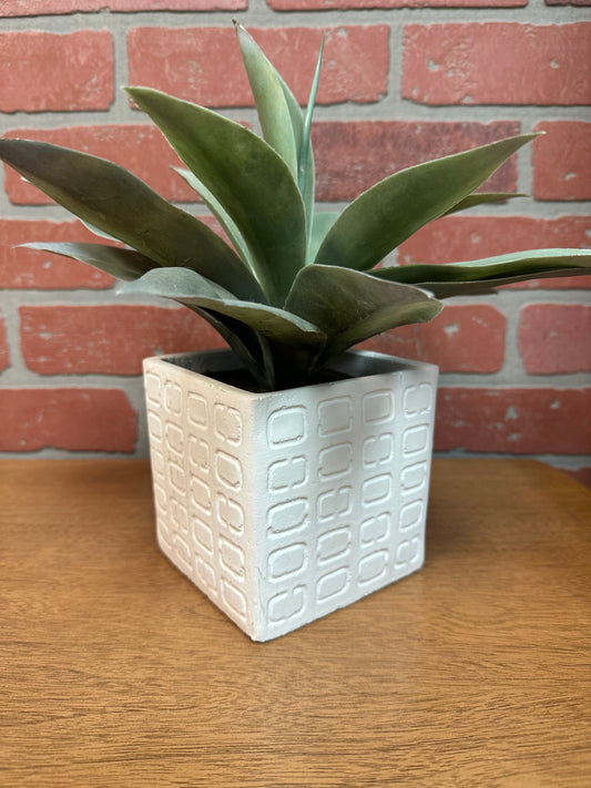 White faux planter