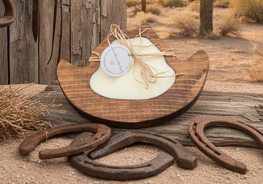 Hand Poured Soy Candle- Cowboy Hat