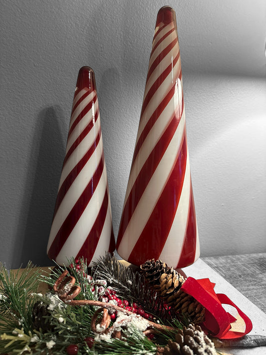 Candy Cane Swirl Glass Tree