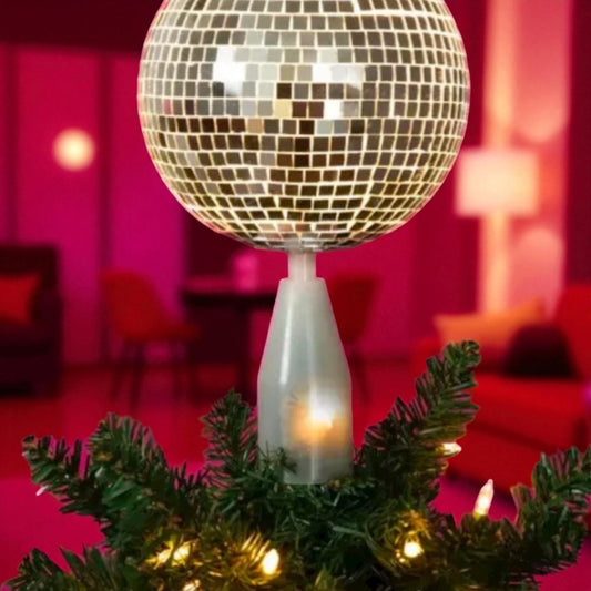 Silver Disco Ball Tree Topper LED