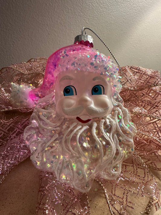 Pink Santa Ornament