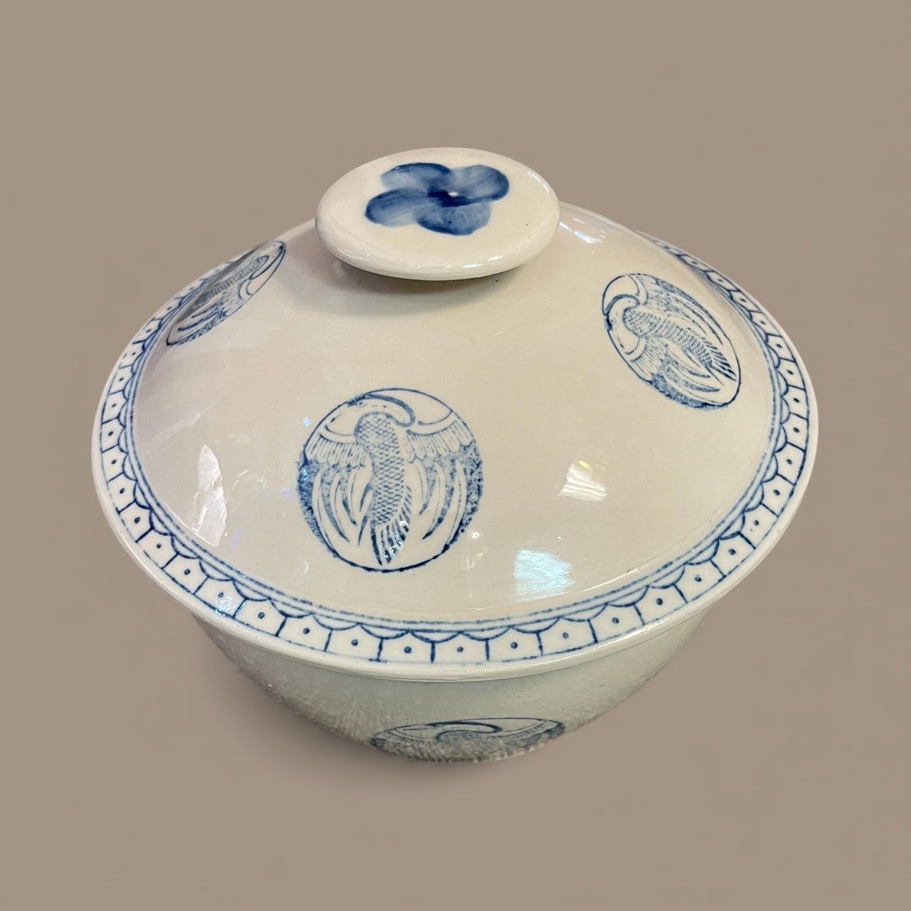 Vtg Ceramic Chinese Rice Bowl