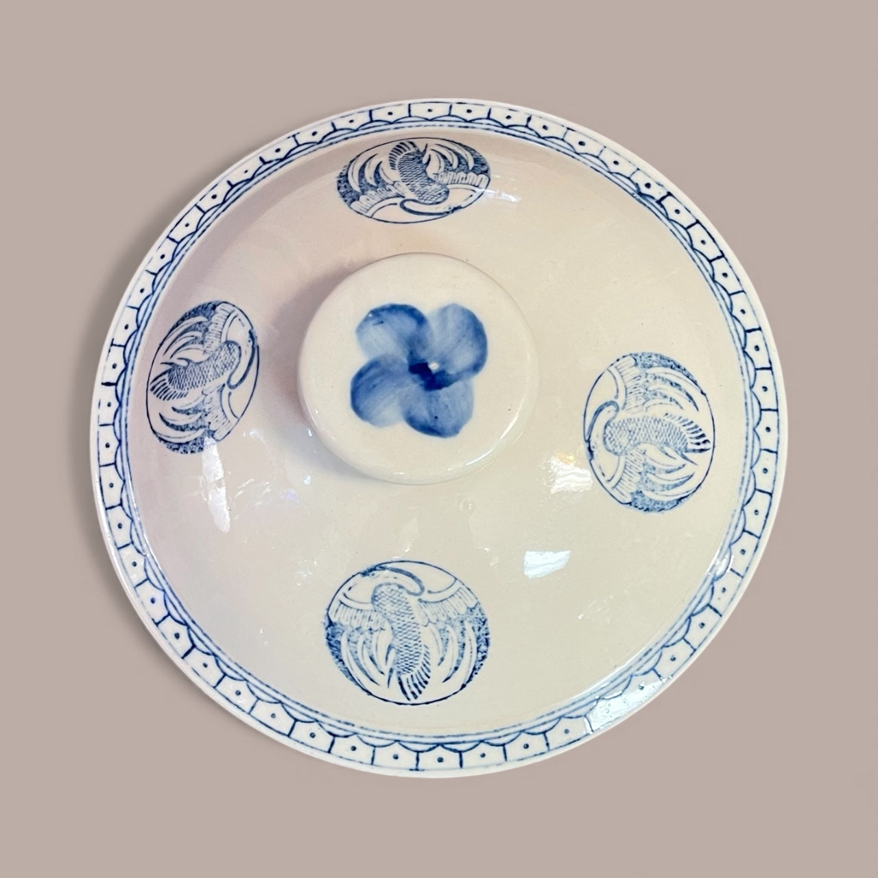 Vtg Ceramic Chinese Rice Bowl