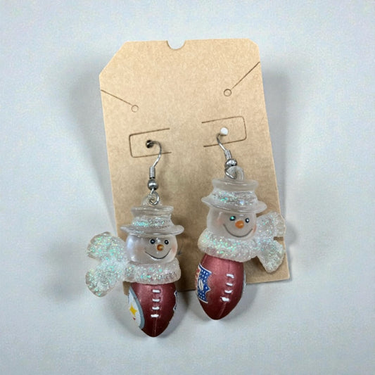 Pittsburgh Steelers Acrylic Snowman Football Earrings