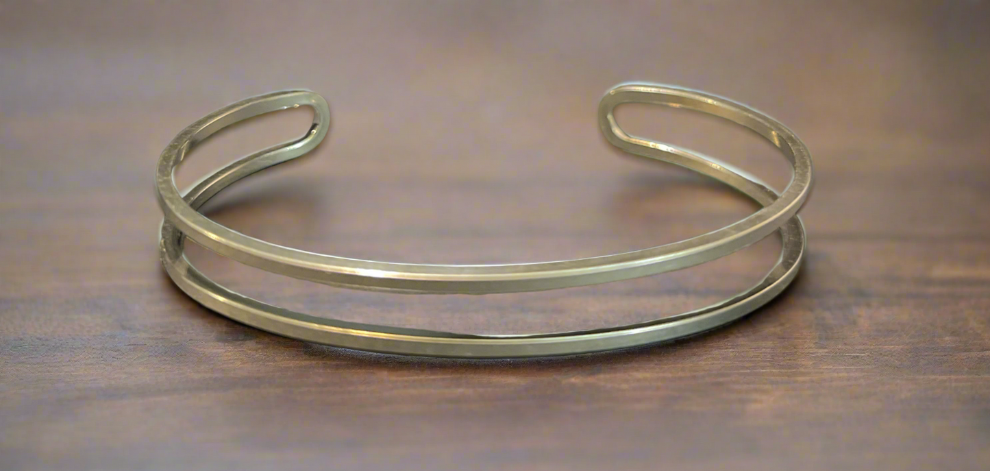 Sterling Silver Open Square Wire Cuff Bracelet 40MM Wide