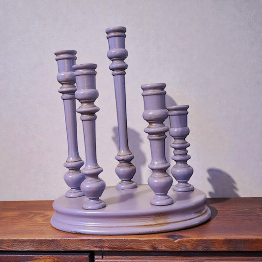 Vtg Wood Taper Candle Holder