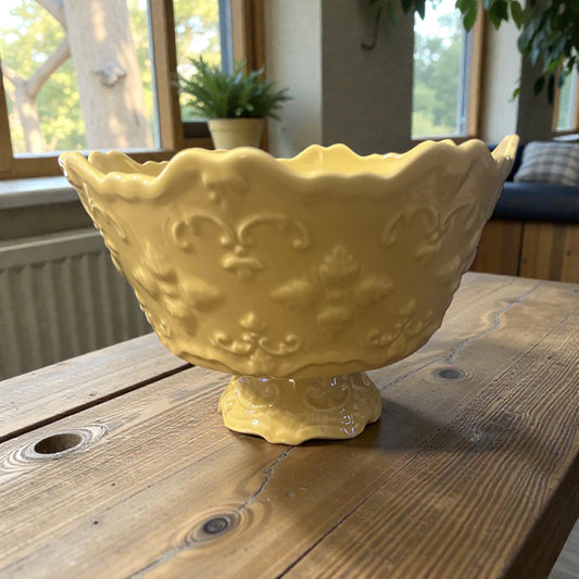 Footed Vtg yellow Bowl
