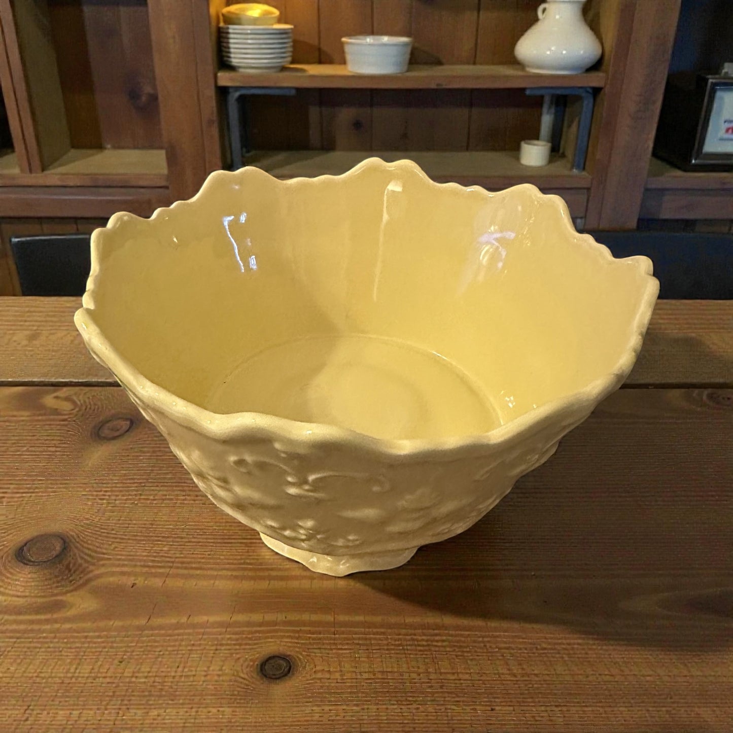 Footed Vtg yellow Bowl