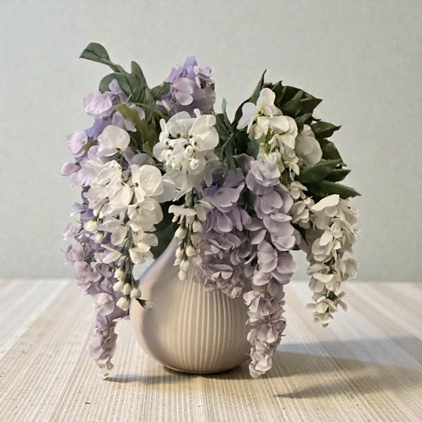 Ceramic Garlic style Vase w/ Wisteria