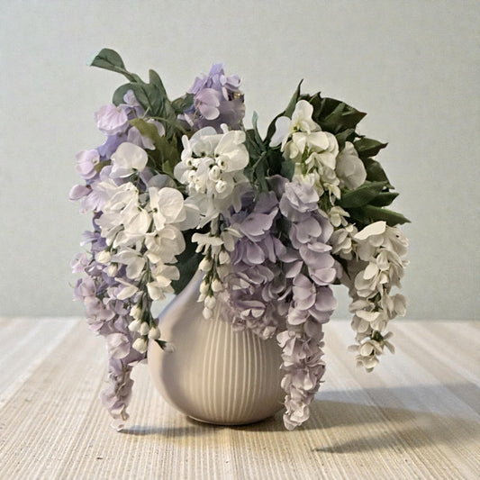 Ceramic Garlic style Vase w/ Wisteria