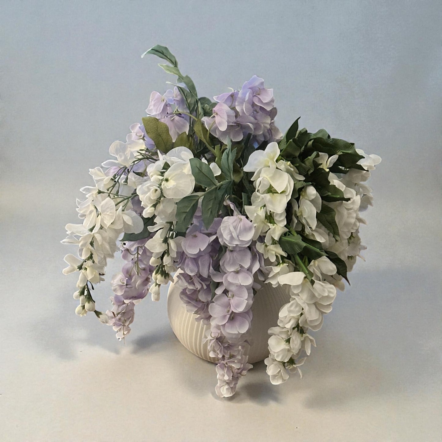 Ceramic Garlic style Vase w/ Wisteria