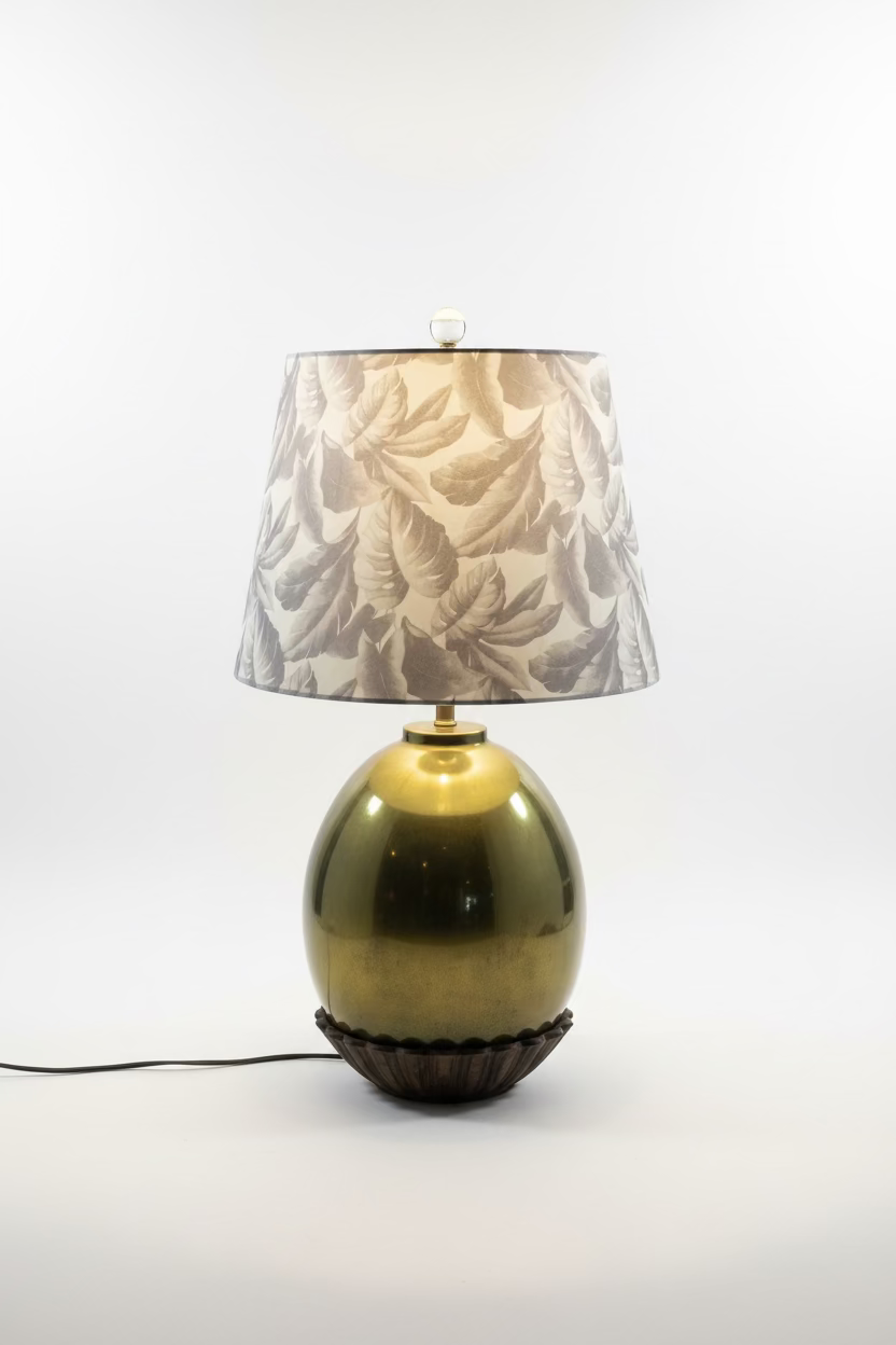 Vintage MCM Brass lamp with New Palm Shade