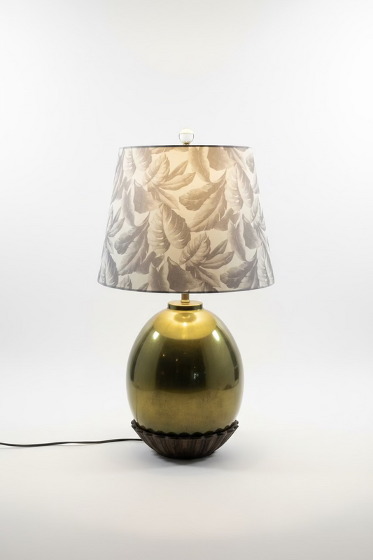 Vintage MCM Brass lamp with New Palm Shade
