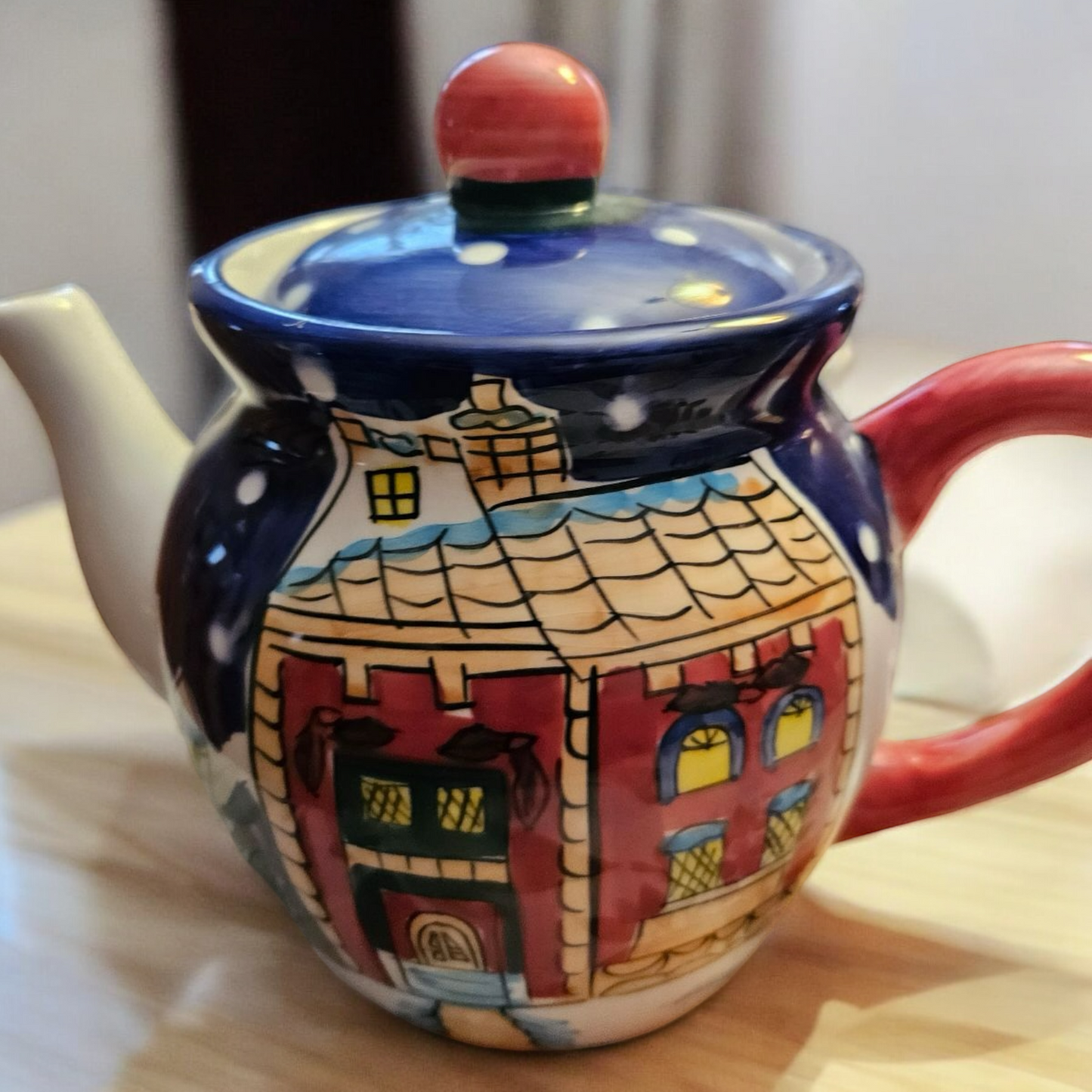 Teapot, hand painted house