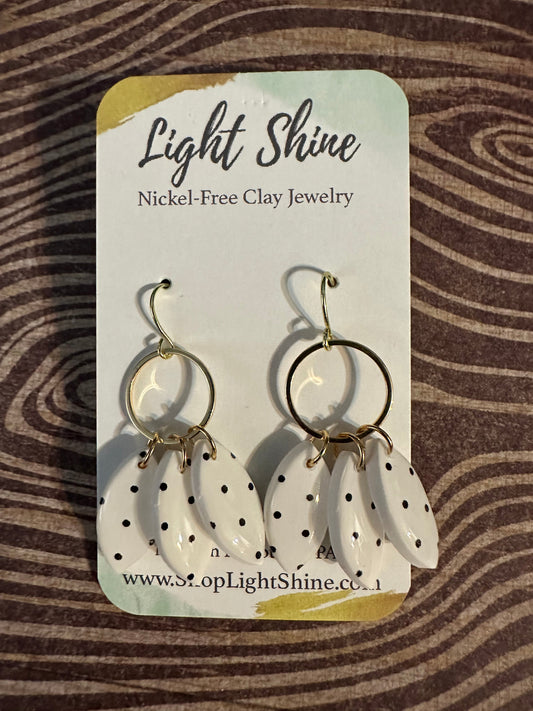 Black and White Polka Dot Teardrop Earrings