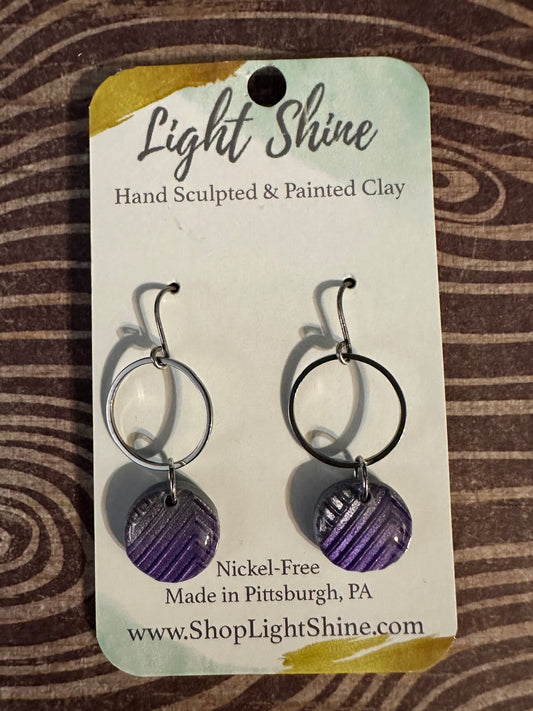 Purple Circle Dangle Earrings