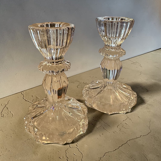 Glass Taper Candle Holders (PAIR)
