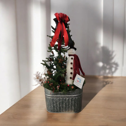 Snowman in Galvanized Bucket