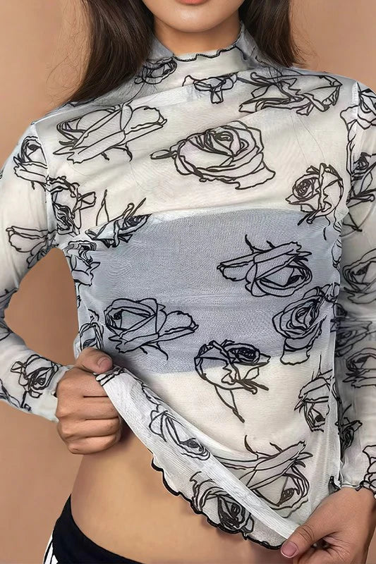 Timeless Blossom Mesh Top