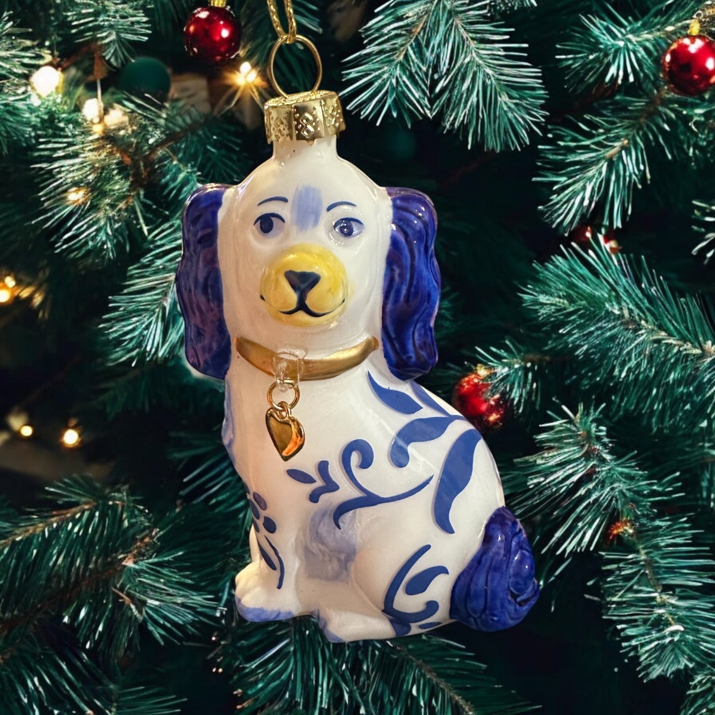 Chinoiserie Dog Glass Ornament