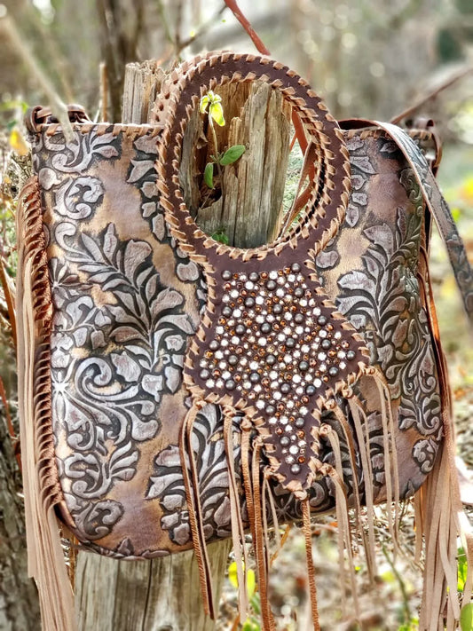 Kurtmen Crystal Cascade Leather Handbag