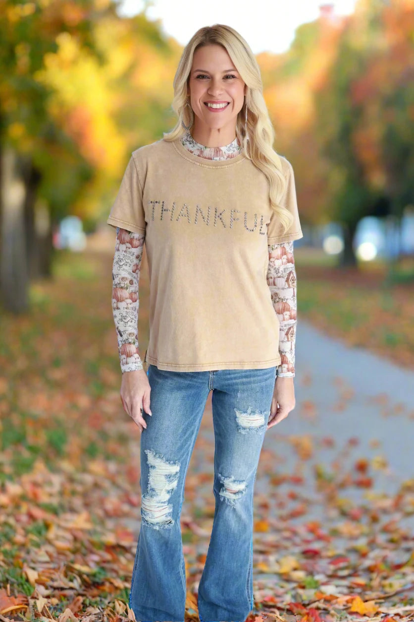 Pumpkin Patch Mesh Top