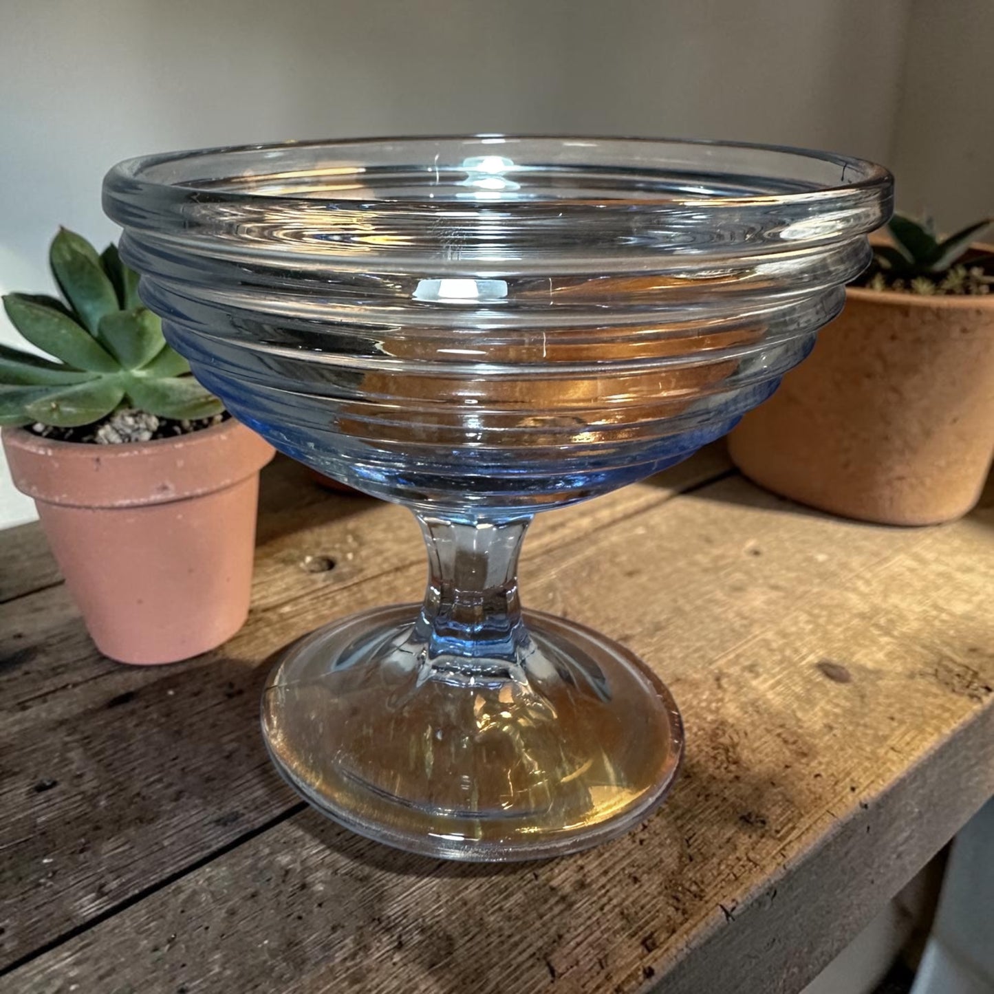 Vintage Blue Footed Bowl