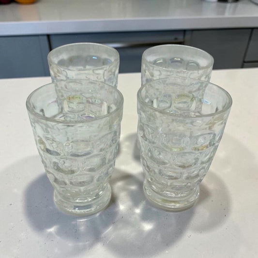 Vintage Federal Glass Yorktown Colonial Iridescent Thumbprint