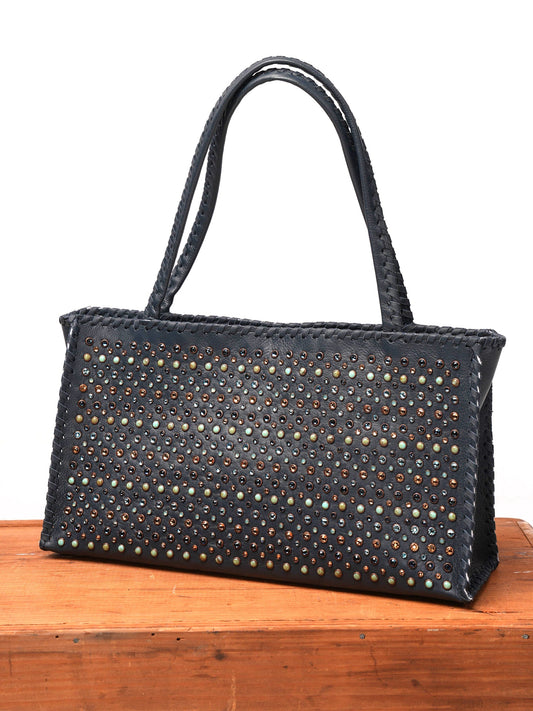 Kurtmen Navy Crystal Stud Tote Bag
