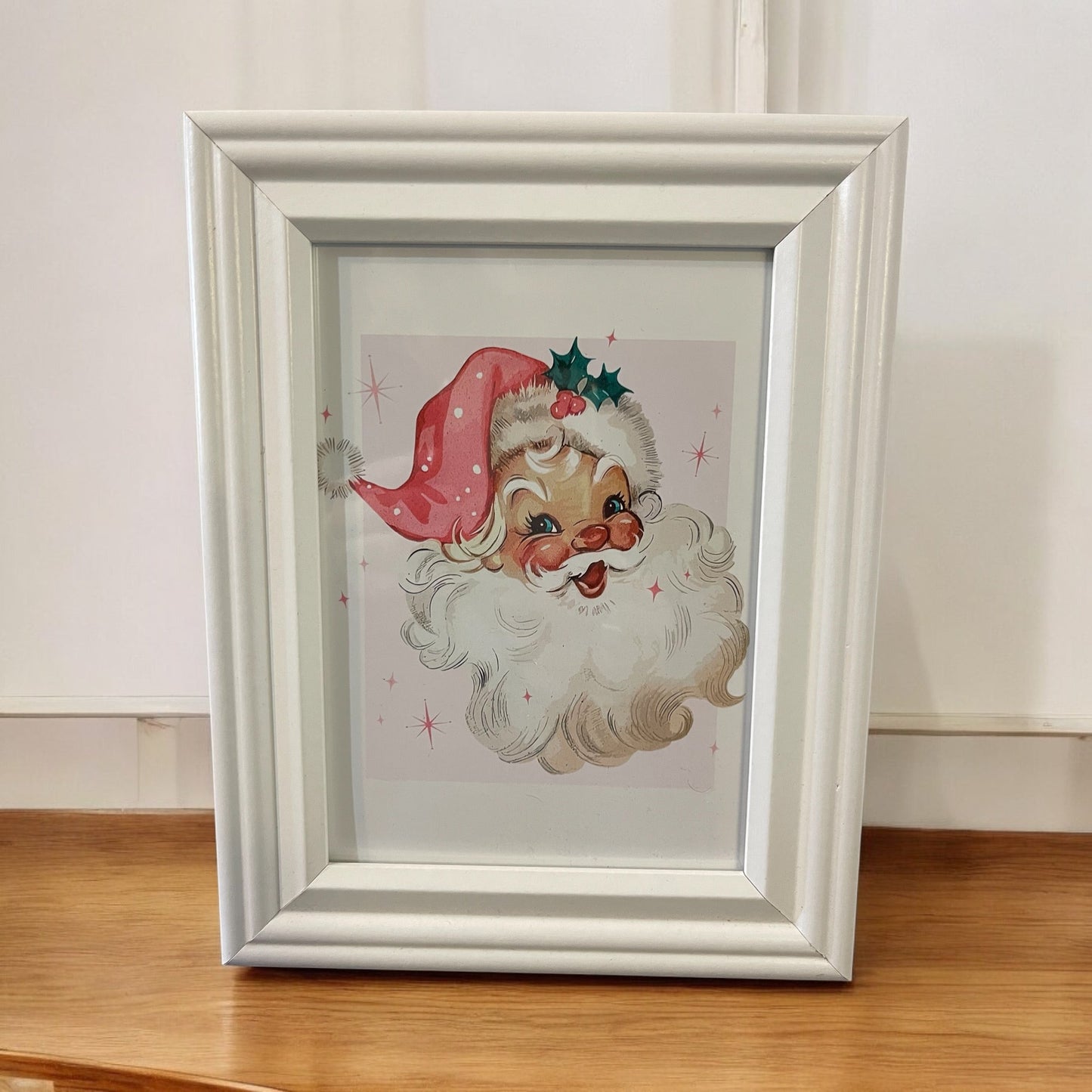 Pink Vintage Santa 5x7