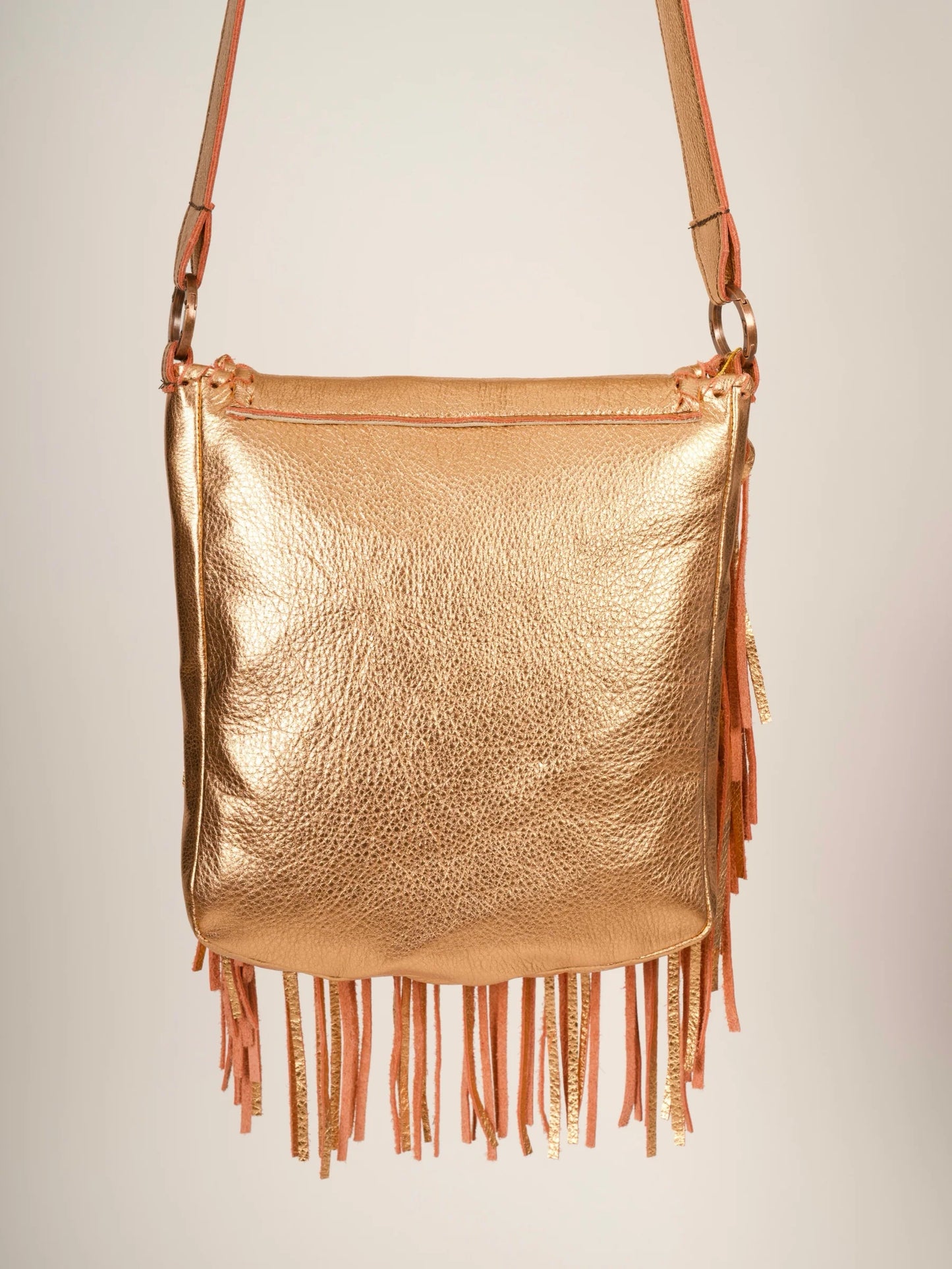 Kurtmen Turquoise Nugget Longhorn Peach Metallic Crossbody