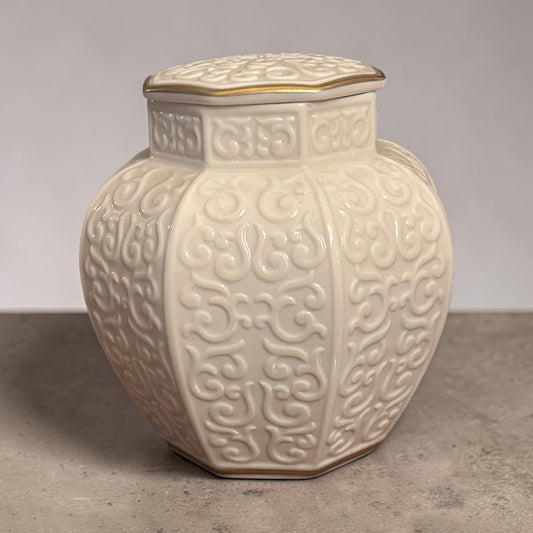 Lenox Arabesque Ginger Jar with Lid 24K Gold Trim