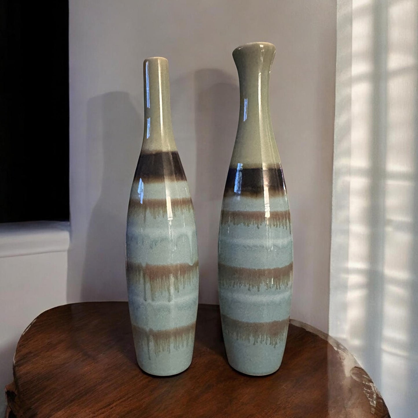 Pottery drip Vases (pair)