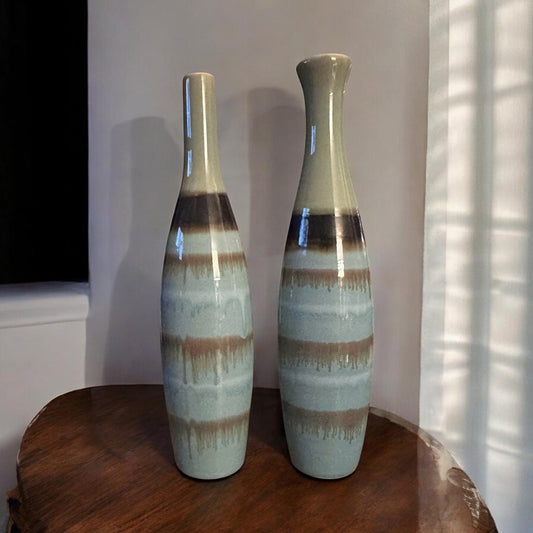 Pottery drip Vases (pair)