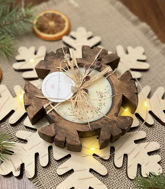 Hand Poured Soy Candle- Brown Snowflake