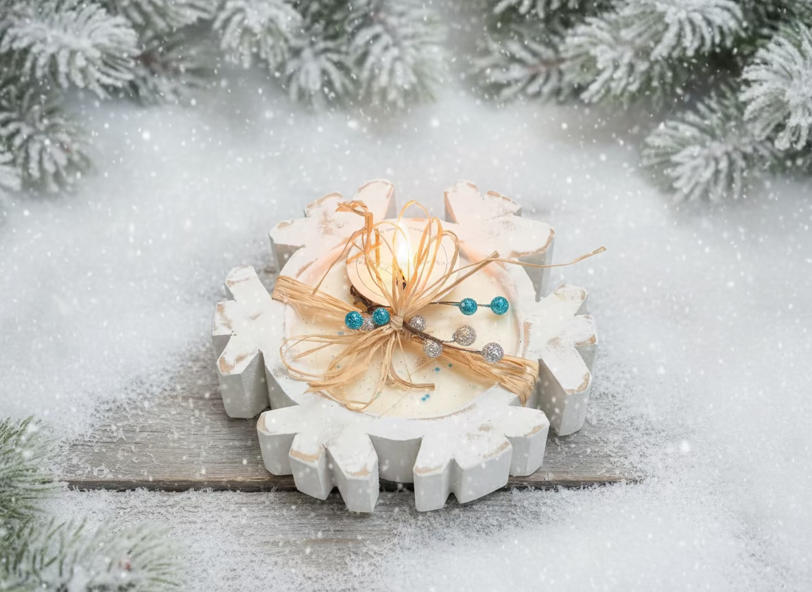 Hand-Poured Soy Candle-White Snowflake