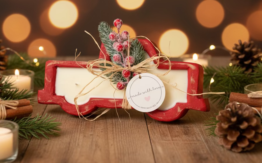 Hand Poured Soy Candle- Red Truck
