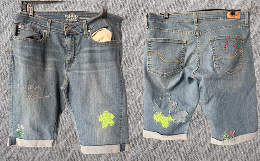 Upcycled denim Shorts Size 16