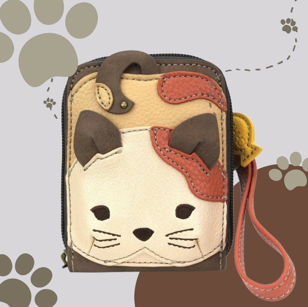 Anytime Crystals Chala Handbags Cute-C - Credit Card Holder / Wallet Wristlet - Cat