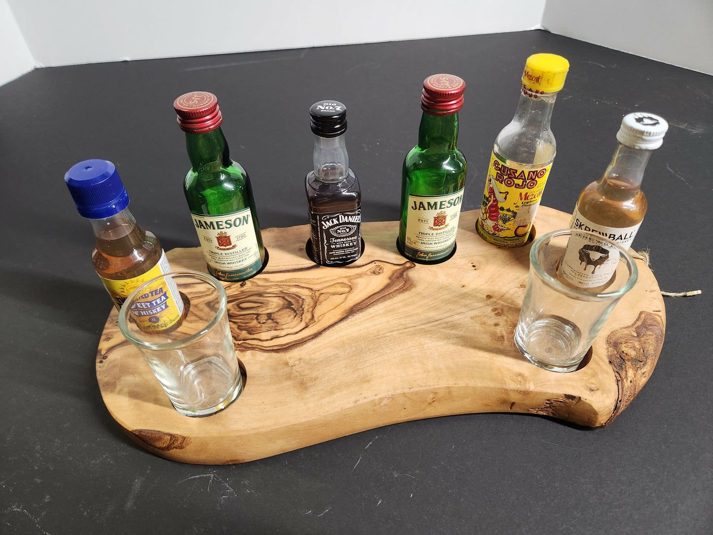Olive wood Char-shooterie board 2