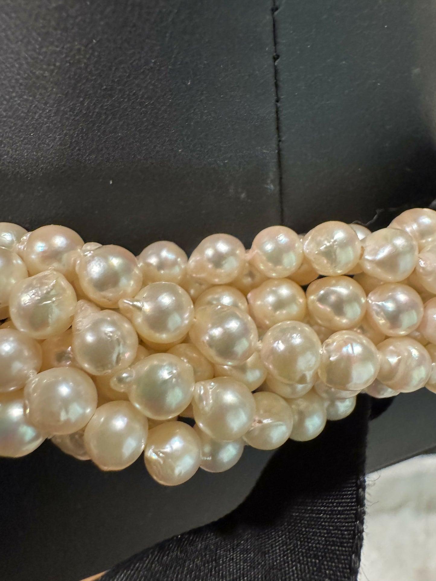 Vintage 14K Gold, Diamond & Nine-Strand Baroque Pearl Couture Necklace Runway